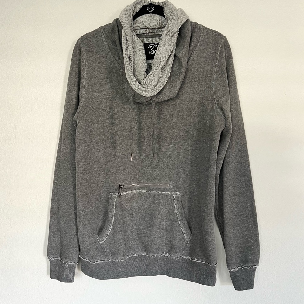 Fox Racing Gray Hoodie Sweater Cowl Neck